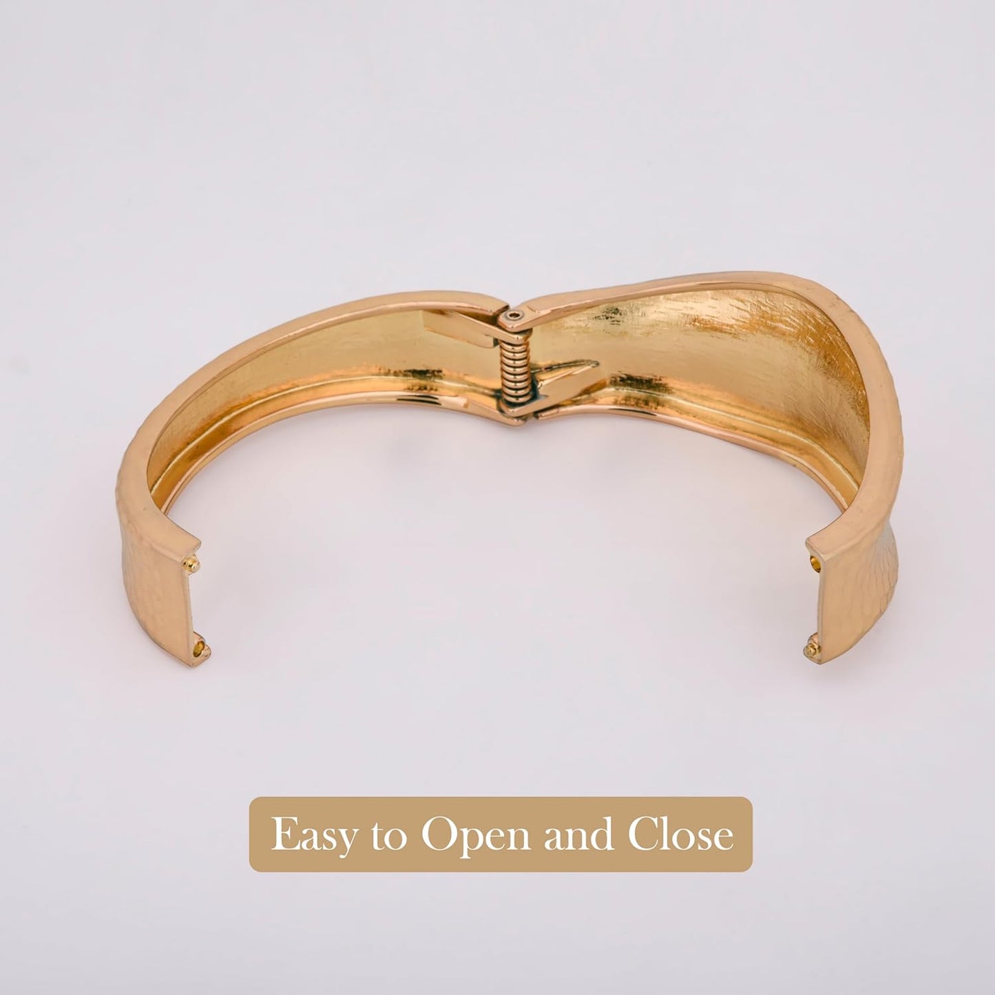 MORU Hammercrest Textured Kada Bangle for Women | Wide Openable Bracelet | Fashion Jewellery for Parties, Weddings & Gifting