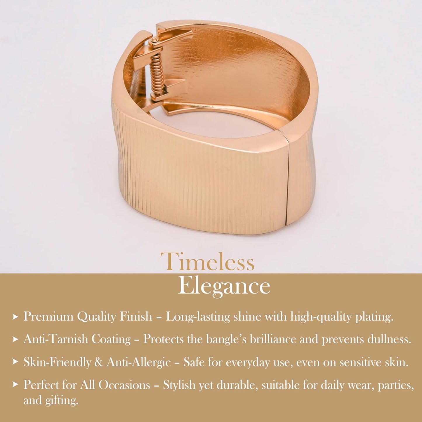 MORU Aurora Luxe Wide Kada Bangle for Women | Textured Openable Bracelet | Statement Fashion Jewelry for Parties, Weddings & Gifting