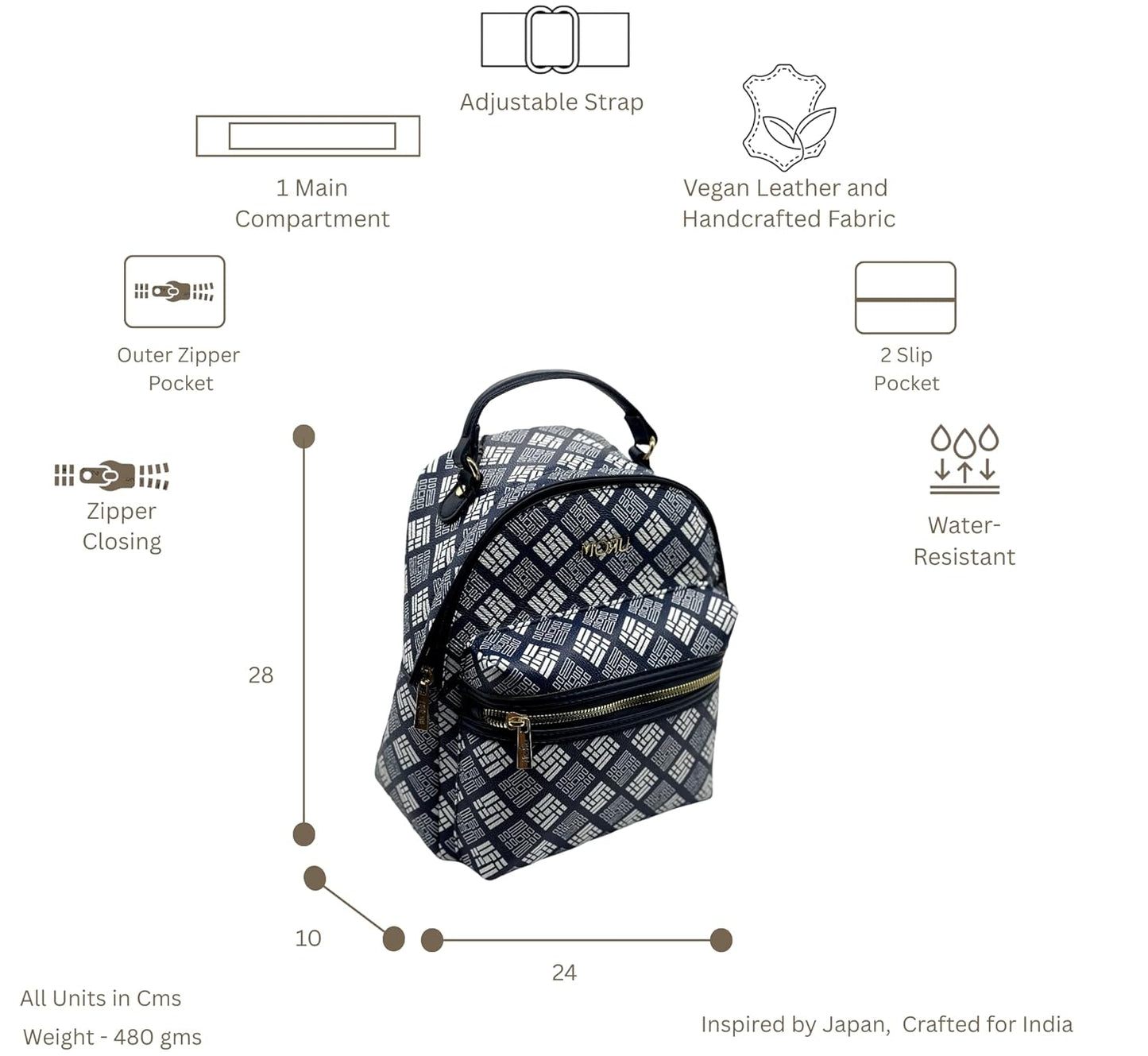 Rafa Backpack Unique Patterned Design/Adjustable Shoulder Strap/Stylish and Functional