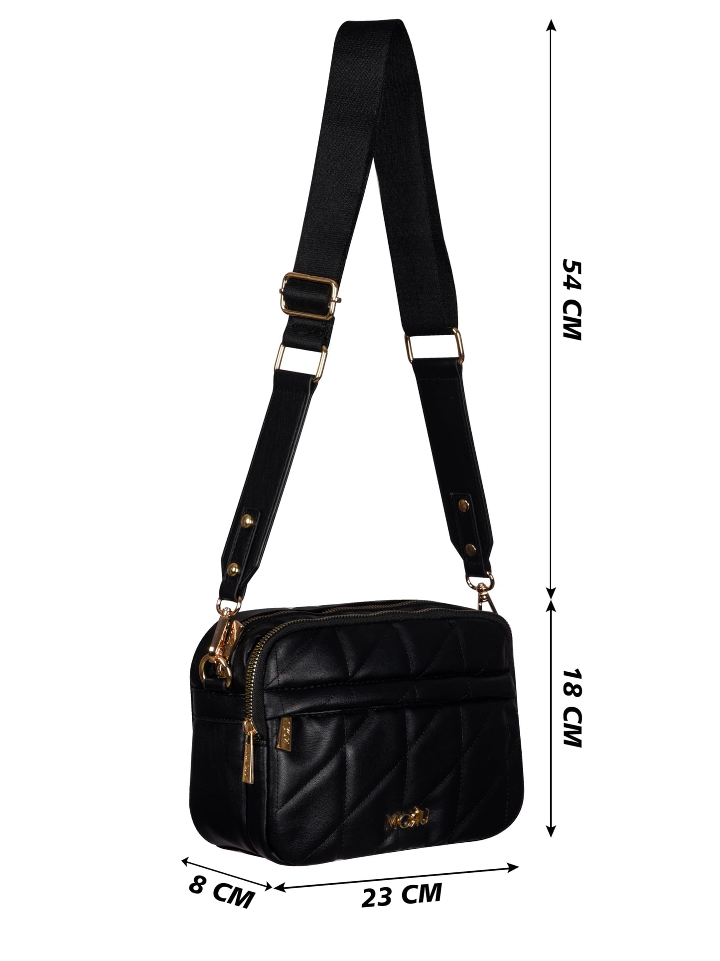 MORU Kuro Quilted Crossbody Bag for Women | Premium Vegan Leather Sling Bag with Adjustable Strap | Lightweight, Water-Resistant | Everyday Office & Travel Use