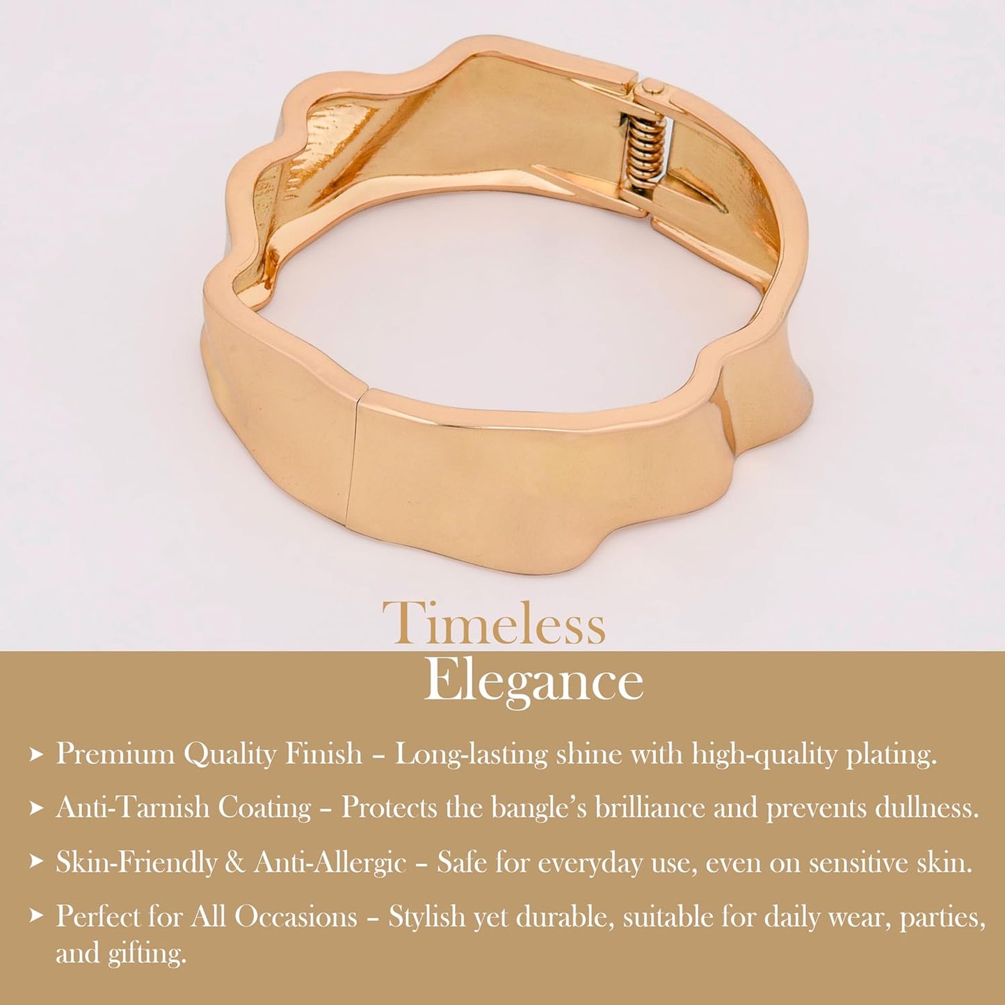 MORU Ripple Sculpted Kada Bangle for Women | Slim Openable Bracelet | Fashion Jewellery for Parties, Weddings & Gifting