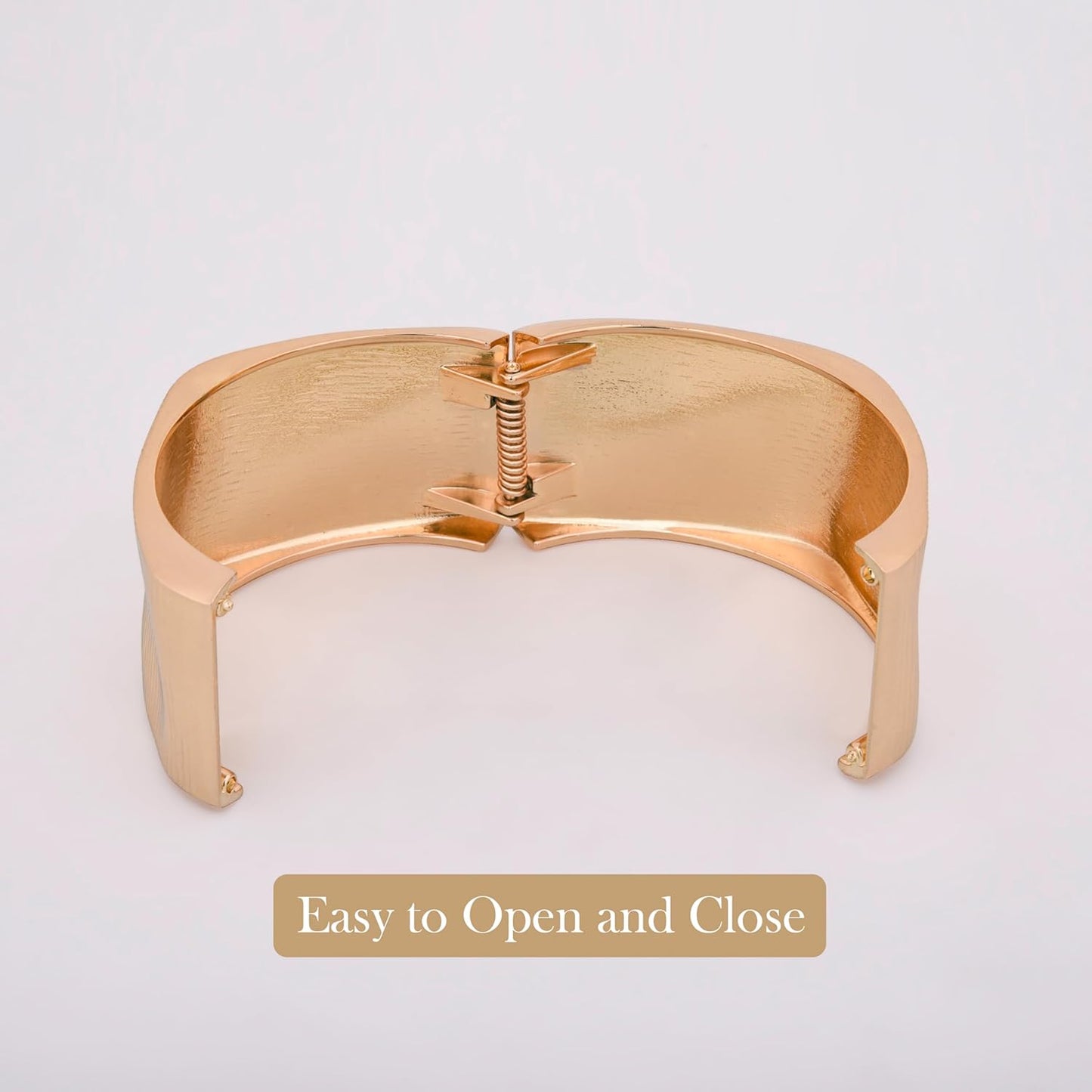 MORU Aurora Luxe Wide Kada Bangle for Women | Textured Openable Bracelet | Statement Fashion Jewelry for Parties, Weddings & Gifting