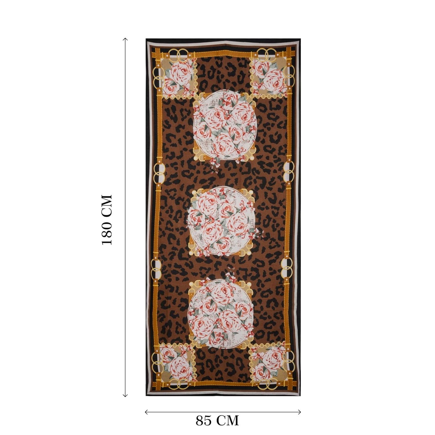 MORU Kyoto Luxe Women's Leopard Rose Printed Scarf | Luxury Floral & Animal Print Stole | Soft Lightweight Fashion Wrap | Elegant Designer Scarf for Women