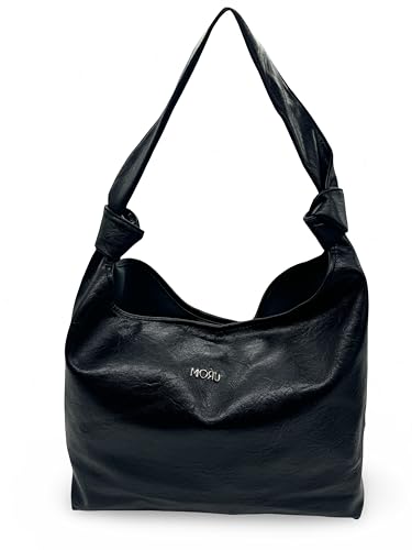 Black Faux Leather Hobo Bag