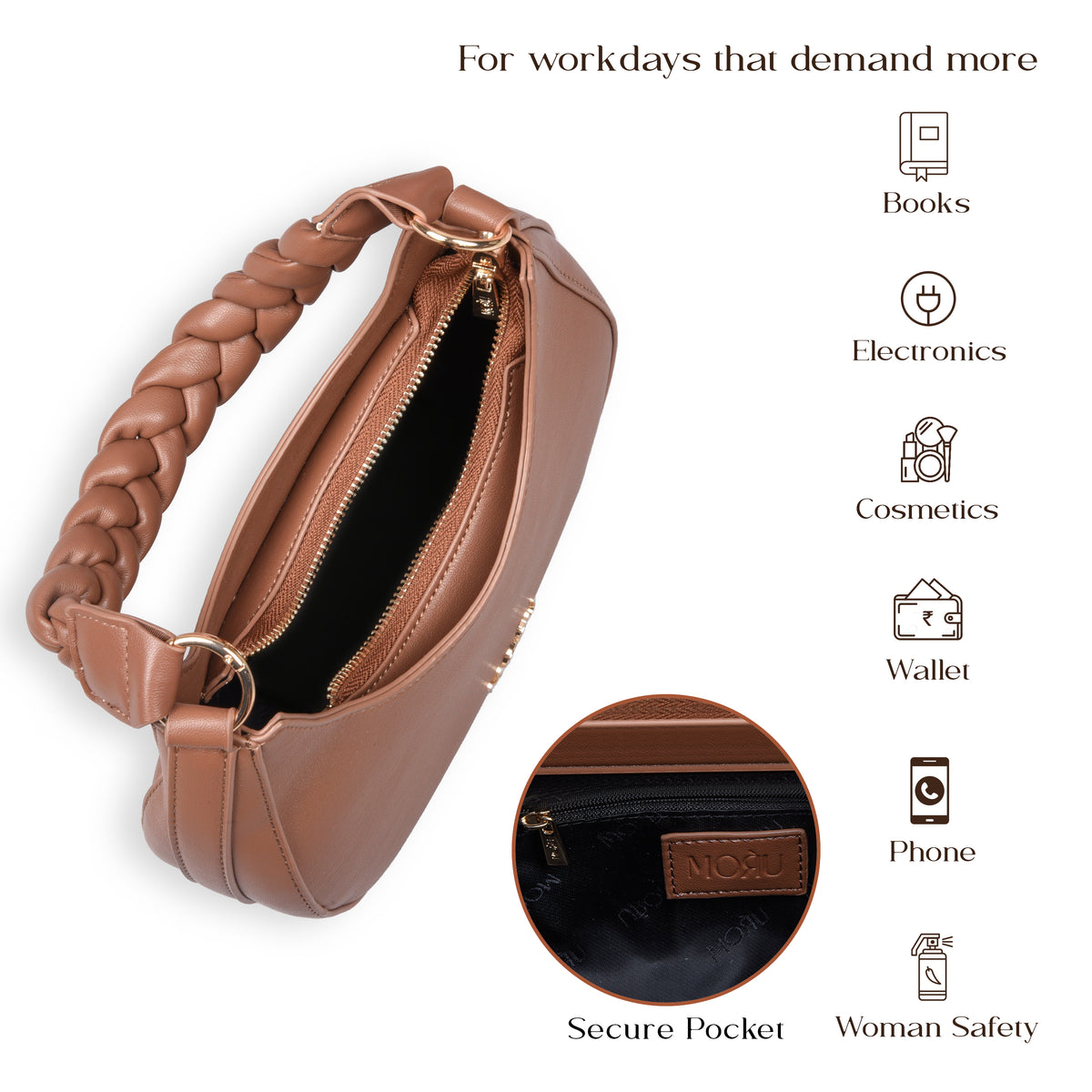 MORU Elara Braided Crescent Shoulder Bag