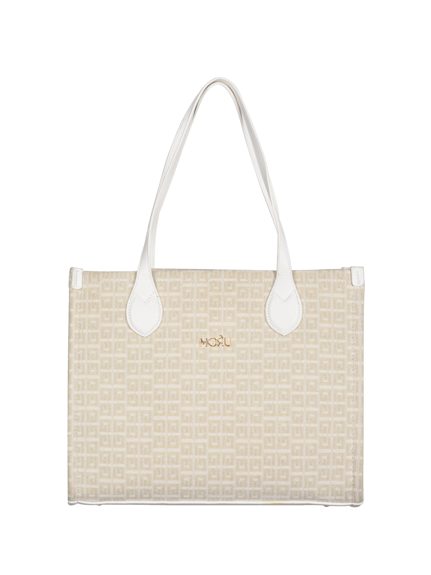 Winter Grid Classic Beige Canvas Tote Bag