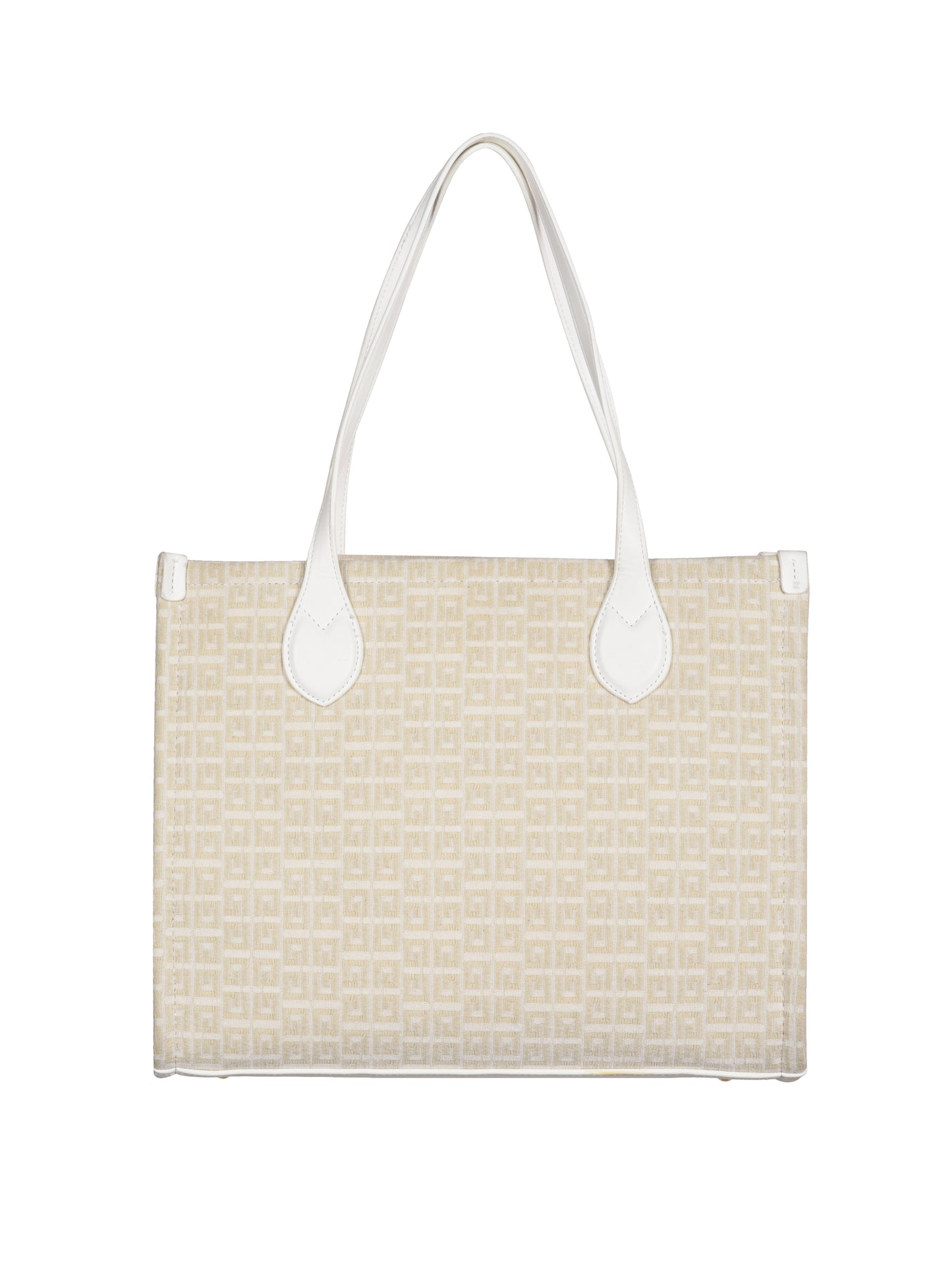 Winter Grid Classic Beige Canvas Tote Bag