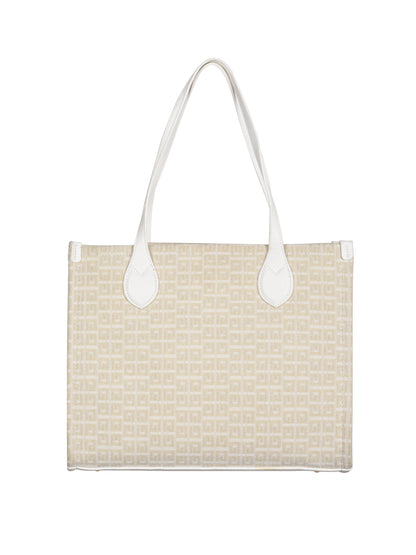 Winter Grid Classic Beige Canvas Tote Bag