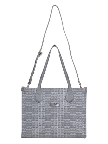 Winter Grid Classic Beige Canvas Tote Bag