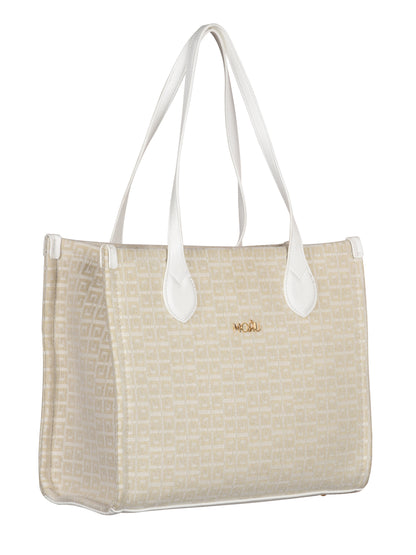Winter Grid Classic Beige Canvas Tote Bag