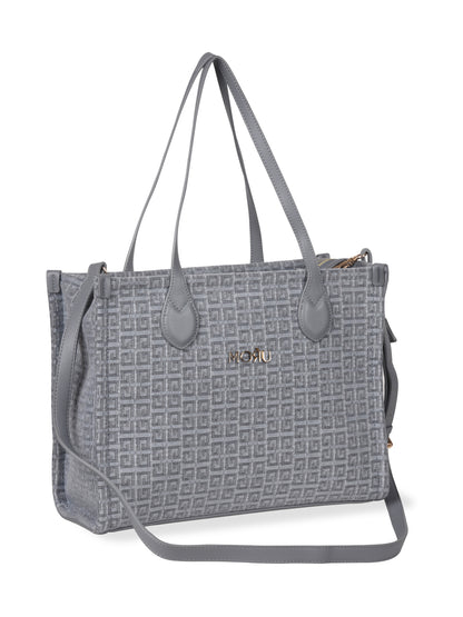 Winter Grid Classic Beige Canvas Tote Bag