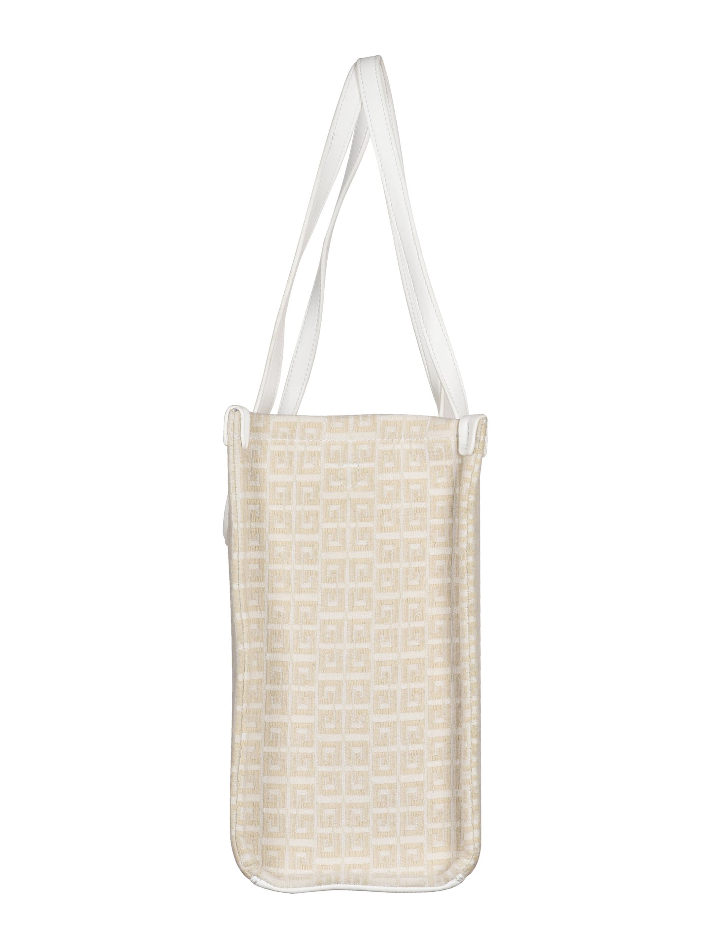 Winter Grid Classic Beige Canvas Tote Bag