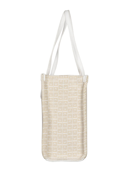 Winter Grid Classic Beige Canvas Tote Bag