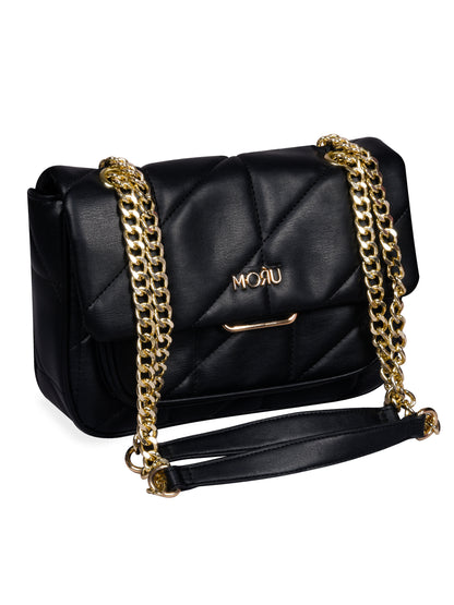 Kuro Black Quilted Shoulder Bag