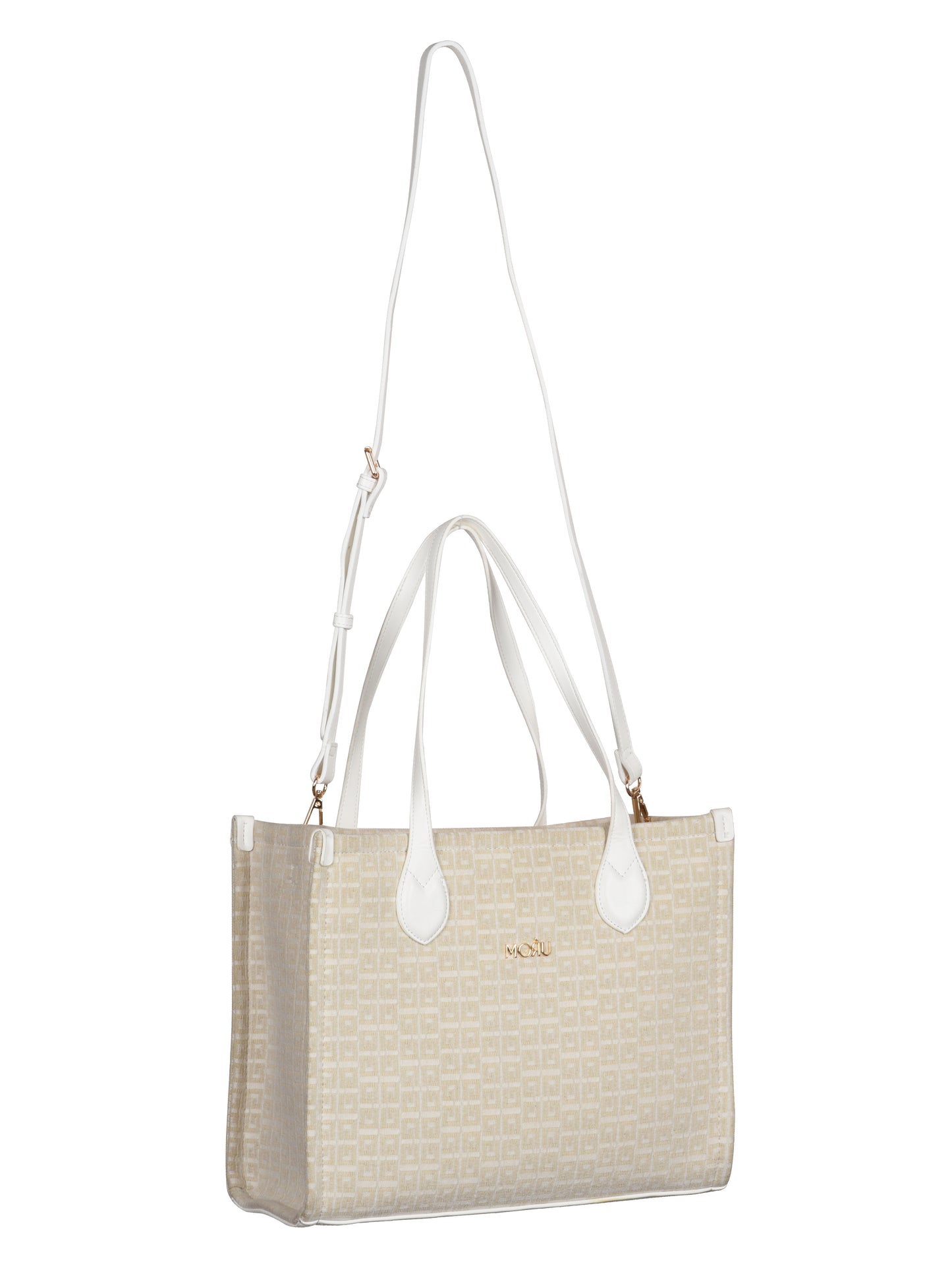 Winter Grid Classic Beige Canvas Tote Bag
