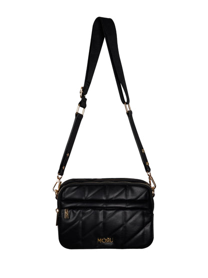 MORU Kuro Quilted Crossbody Bag for Women | Premium Vegan Leather Sling Bag with Adjustable Strap | Lightweight, Water-Resistant | Everyday Office & Travel Use