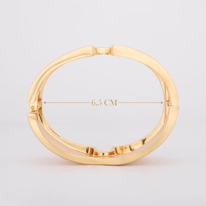MORU Loopcrest Sculpted Kada Bangle for Women | Wide Openable Bracelet | Fashion Jewellery for Parties, Weddings & Gifting