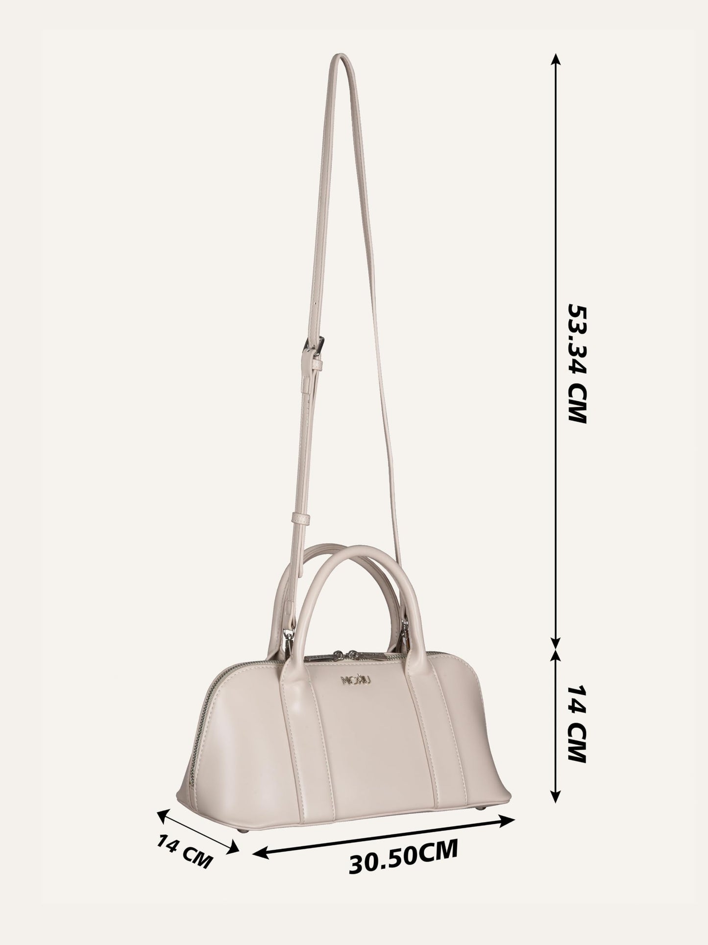 MORU Lumière Boston Satchel for Women | Premium Smooth PU Leather Handbag | Structured Top Handle Bag | Detachable Adjustable Shoulder Strap | Zip Closure