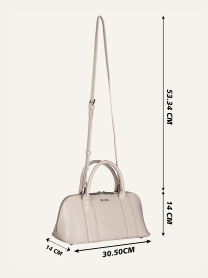 MORU Lumière Boston Satchel for Women | Premium Smooth PU Leather Handbag | Structured Top Handle Bag | Detachable Adjustable Shoulder Strap | Zip Closure