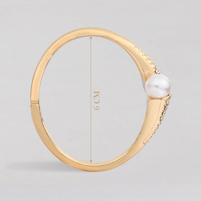 MORU Hikari Pearl Kada Bangle for Women | Elegant Openable Bracelet with Pearls & Crystal Detailing | Fashion Jewellery for Weddings, Parties & Gifting