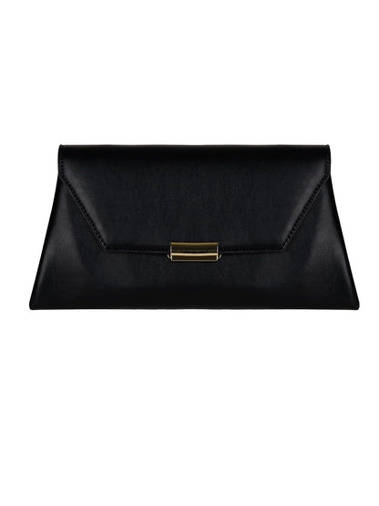 MORU Clutch for Women | Black Envelope Clutch Purse with Detachable Chain Strap | Premium PU Leather Evening Party Sling Bag | Magnetic Closure | Wedding, Formal & Occasion Handbag