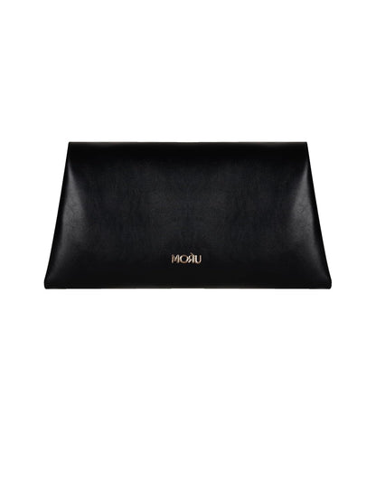 MORU Clutch for Women | Black Envelope Clutch Purse with Detachable Chain Strap | Premium PU Leather Evening Party Sling Bag | Magnetic Closure | Wedding, Formal & Occasion Handbag