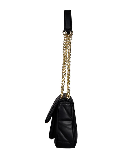 MORU Kuro Black Quilted Shoulder Bag for Women | Vegan Leather Chain Strap Handbag with Magnetic Closure | Elegant Evening & Everyday Purse