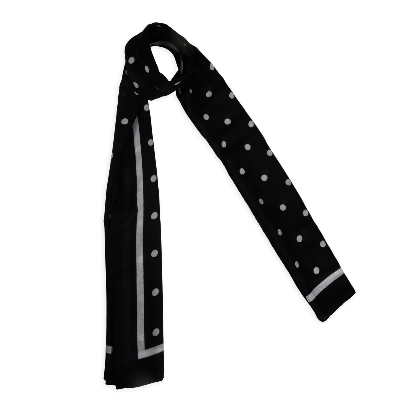MORU Kyoto Chic Women’s Polka Dot Scarf | Soft Lightweight Black & White Monochrome Printed Stole | Elegant Minimal Fashion Wrap for All Seasons