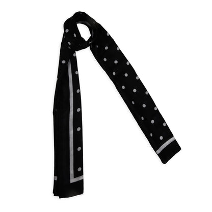 MORU Kyoto Chic Women’s Polka Dot Scarf | Soft Lightweight Black & White Monochrome Printed Stole | Elegant Minimal Fashion Wrap for All Seasons