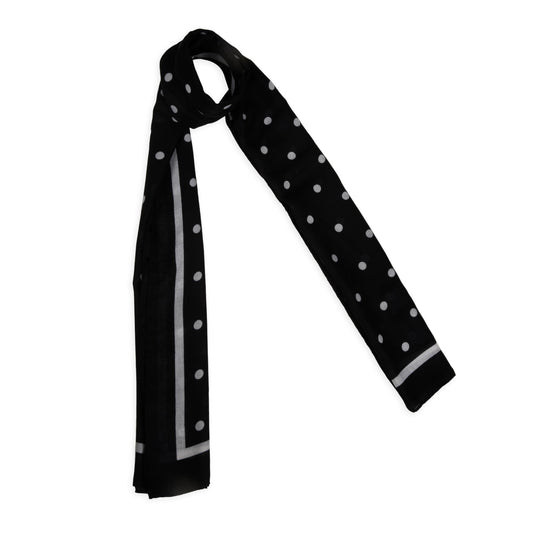 MORU Kyoto Chic Women’s Polka Dot Scarf | Soft Lightweight Black & White Monochrome Printed Stole | Elegant Minimal Fashion Wrap for All Seasons