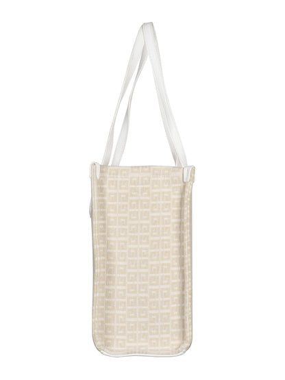 MORU Winter Grid Classic Beige Canvas Tote Bag for Women | Large Work & Travel Handbag | Fits MacBook Pro 14”, MacBook Air 13” & 15” | Shoulder & Crossbody Office Bag