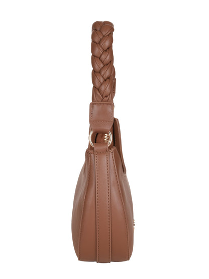 MORU Elara Braided Crescent Shoulder Bag for Women | Stylish Half Moon Hobo Purse | Premium Vegan Leather Handbag with Zipper Closure