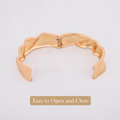 MORU Ripple Sculpted Kada Bangle for Women | Slim Openable Bracelet | Fashion Jewellery for Parties, Weddings & Gifting