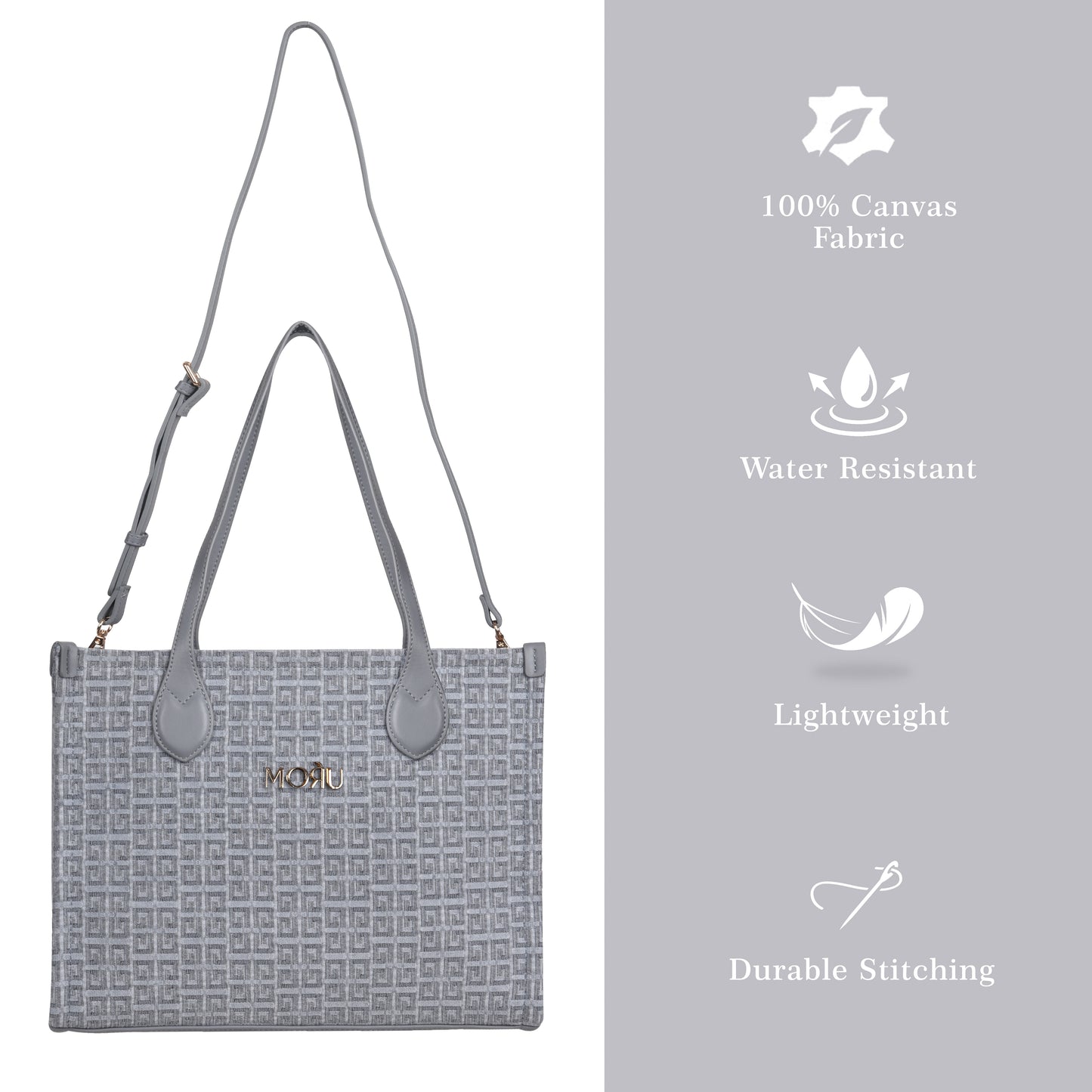 Winter Grid Classic Beige Canvas Tote Bag