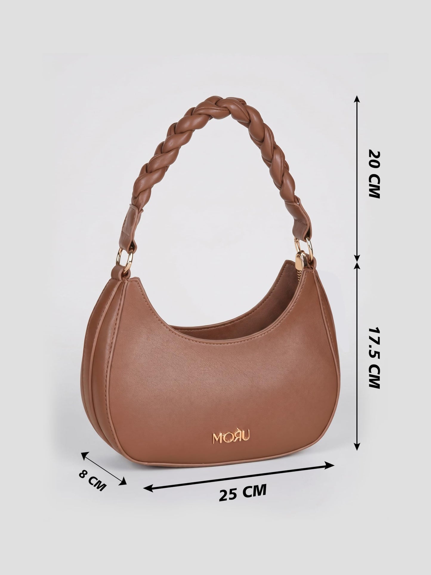 MORU Elara Braided Crescent Shoulder Bag for Women | Stylish Half Moon Hobo Purse | Premium Vegan Leather Handbag with Zipper Closure