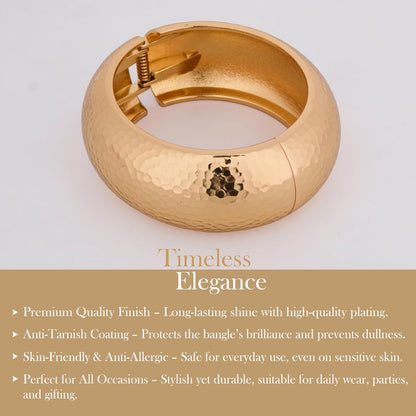 MORU Hammered Dome Metal Bangle for Women | Bold Designer Bracelet | Statement Fashion Jewellery for Party, Festive & Everyday Wear