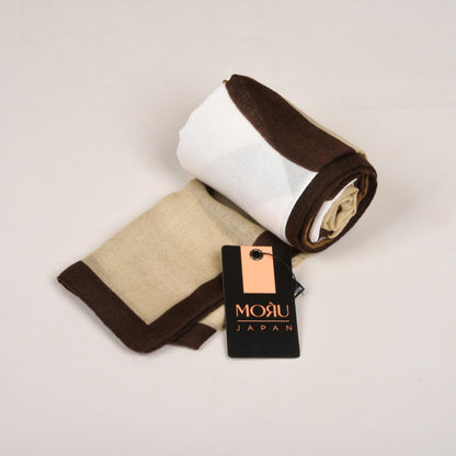 MORU Kyoto Grid Scarf for Women | Lightweight Geometric Printed Stole & Shawl for Women | Soft Long Fashion Wrap Scarf for Casual, Office, Travel & Winter Styling | Brown Beige White Minimalist Design