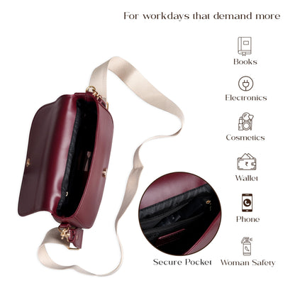 MORU Celeste Curved Flap Crossbody Sling Bag for Women | Premium Structured Saddle Crossbody Bag with Adjustable Strap | Stylish Everyday Shoulder Purse with Secure Inner Pocket