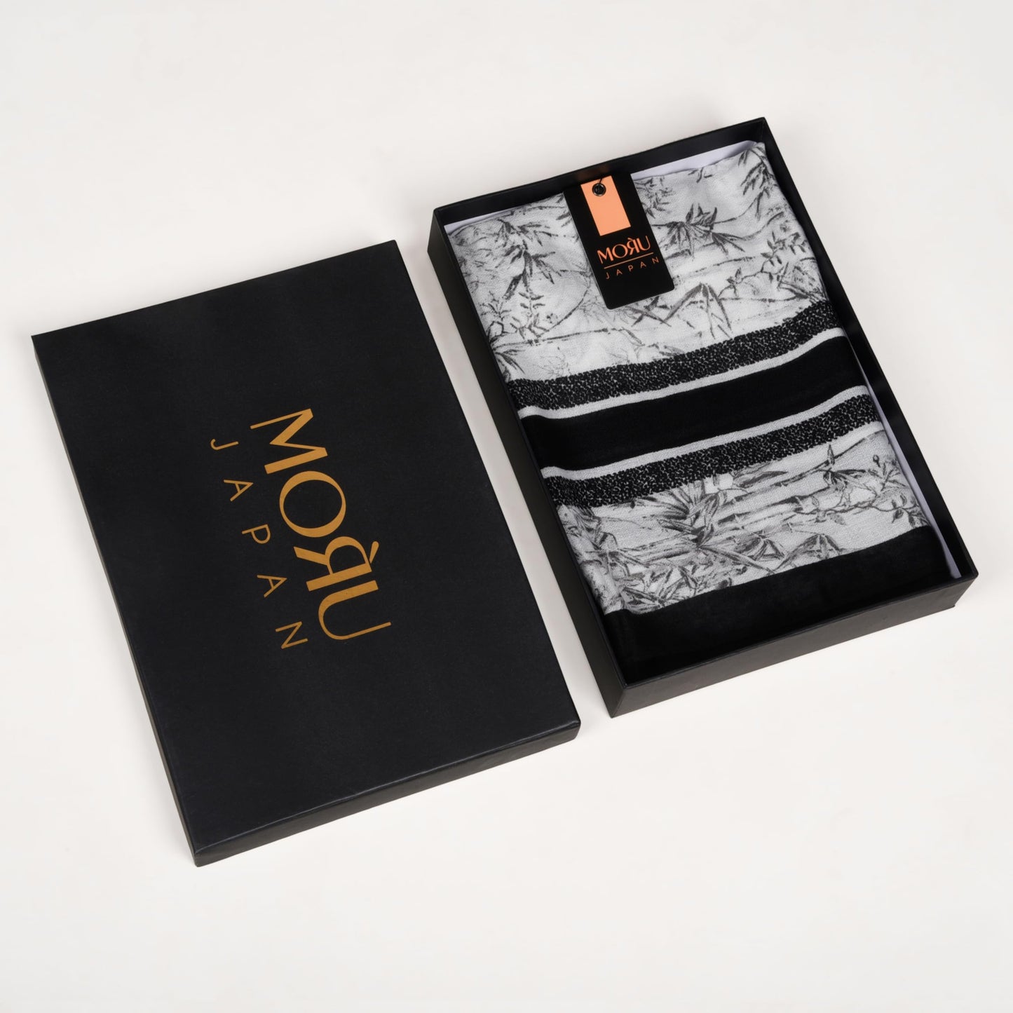 MORU Kyoto Nature Line Women’s Bamboo Print Scarf | Soft Lightweight Beige & Ivory Japanese Inspired Stole | Elegant Minimalist Fashion Wrap for All Seasons