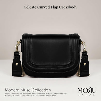 MORU Celeste Curved Flap Crossbody Sling Bag for Women | Premium Structured Saddle Crossbody Bag with Adjustable Strap | Stylish Everyday Shoulder Purse with Secure Inner Pocket