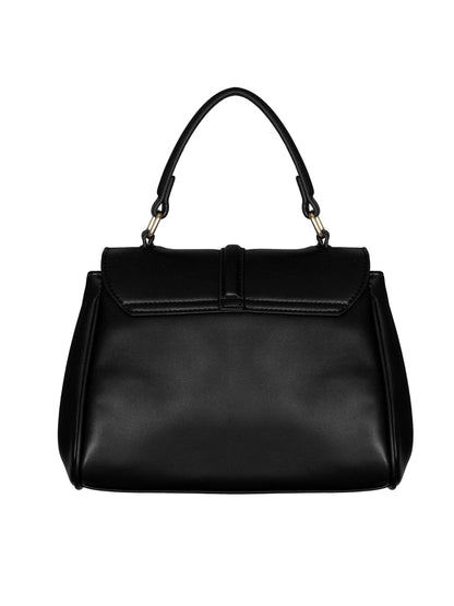 MORU Sienna Lock Satchel Bag for Women | Structured Top Handle Handbag with Detachable Shoulder Strap | Elegant Lock Closure | Midnight Black