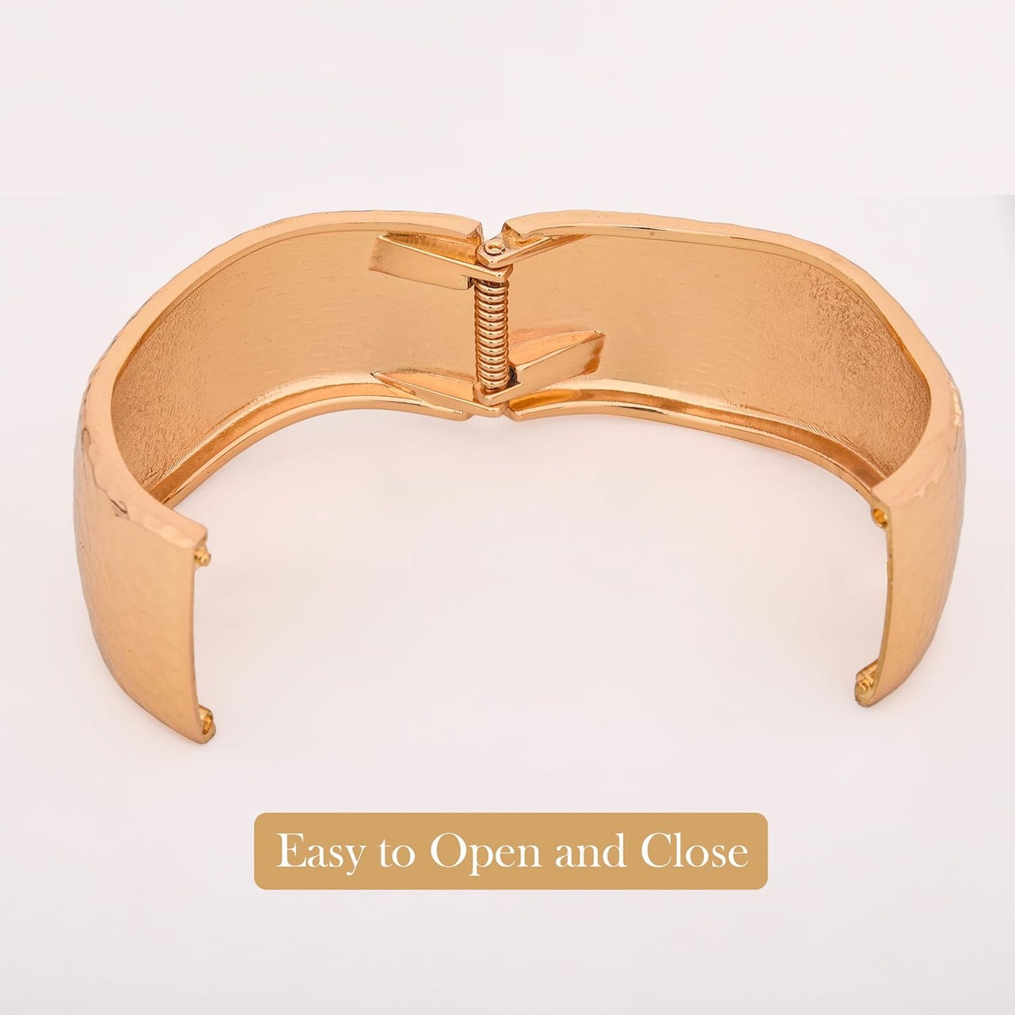 MORU Kairo Hammered Kada Bangle for Women | Bold Textured Openable Bracelet | Statement Fashion Jewellery for Parties & Gifting