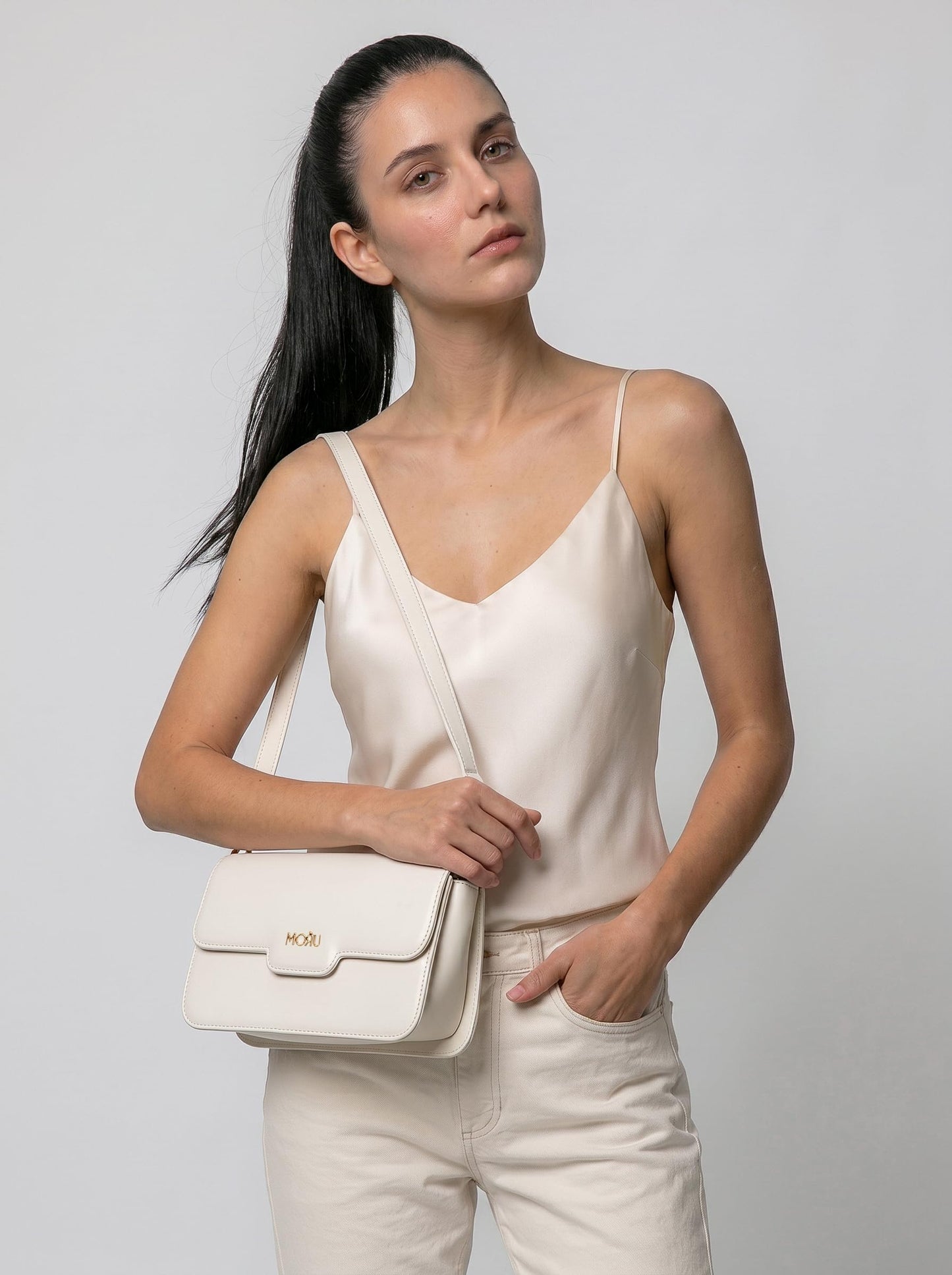 MORU Aurelia Sling Bag | Structured Crossbody Shoulder Bag for Women | Detachable Adjustable Strap | Magnetic Flap Closure | Secure Inner Zip Pocket
