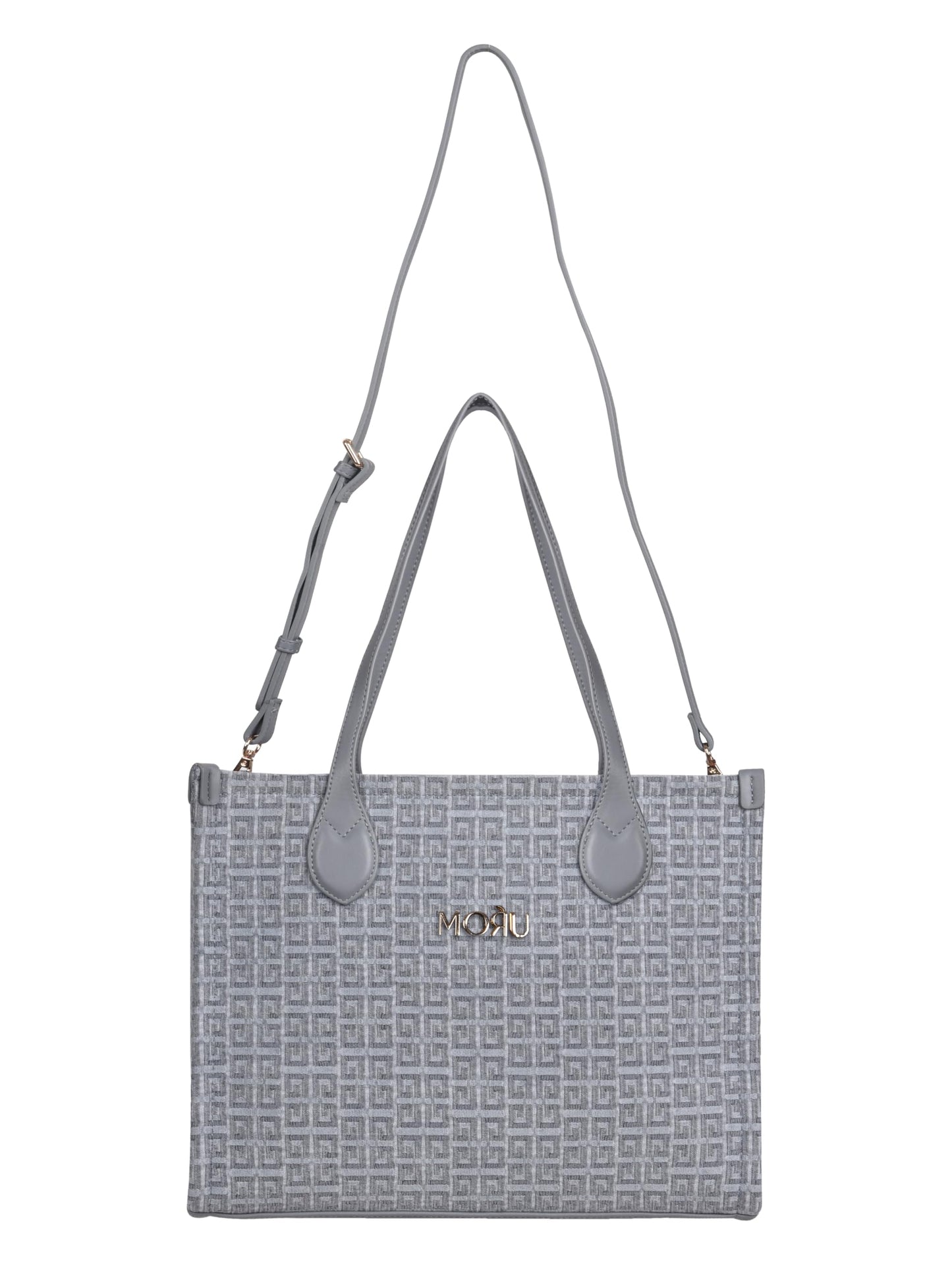 MORU Winter Grid Classic Beige Canvas Tote Bag for Women | Large Work & Travel Handbag | Fits MacBook Pro 14”, MacBook Air 13” & 15” | Shoulder & Crossbody Office Bag