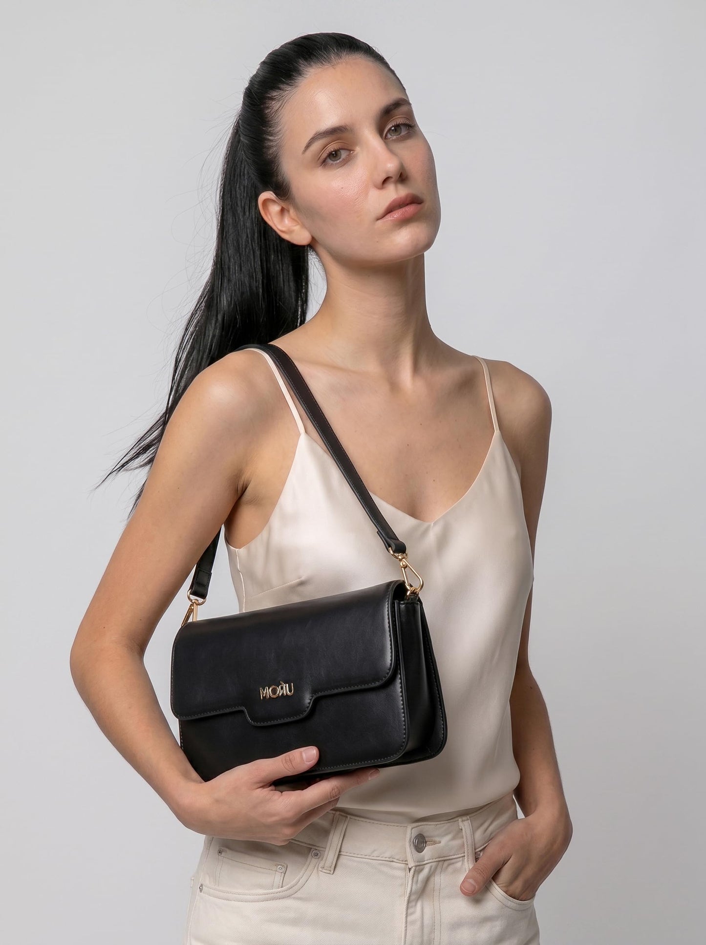 MORU Aurelia Sling Bag | Structured Crossbody Shoulder Bag for Women | Detachable Adjustable Strap | Magnetic Flap Closure | Secure Inner Zip Pocket