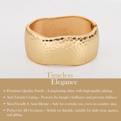 MORU Kairo Hammered Kada Bangle for Women | Bold Textured Openable Bracelet | Statement Fashion Jewellery for Parties & Gifting
