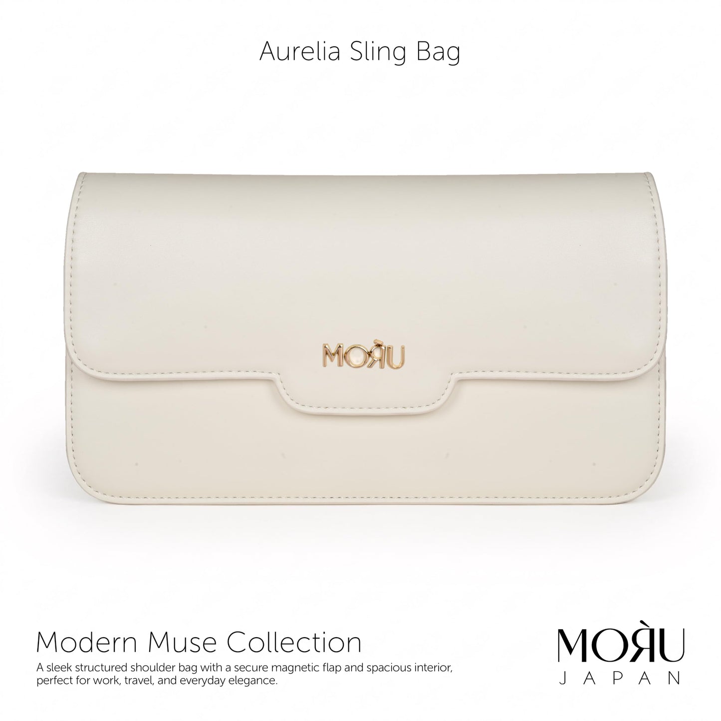 MORU Aurelia Sling Bag | Structured Crossbody Shoulder Bag for Women | Detachable Adjustable Strap | Magnetic Flap Closure | Secure Inner Zip Pocket