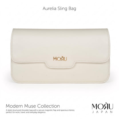 MORU Aurelia Sling Bag | Structured Crossbody Shoulder Bag for Women | Detachable Adjustable Strap | Magnetic Flap Closure | Secure Inner Zip Pocket