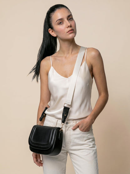 MORU Celeste Curved Flap Crossbody Sling Bag for Women | Premium Structured Saddle Crossbody Bag with Adjustable Strap | Stylish Everyday Shoulder Purse with Secure Inner Pocket