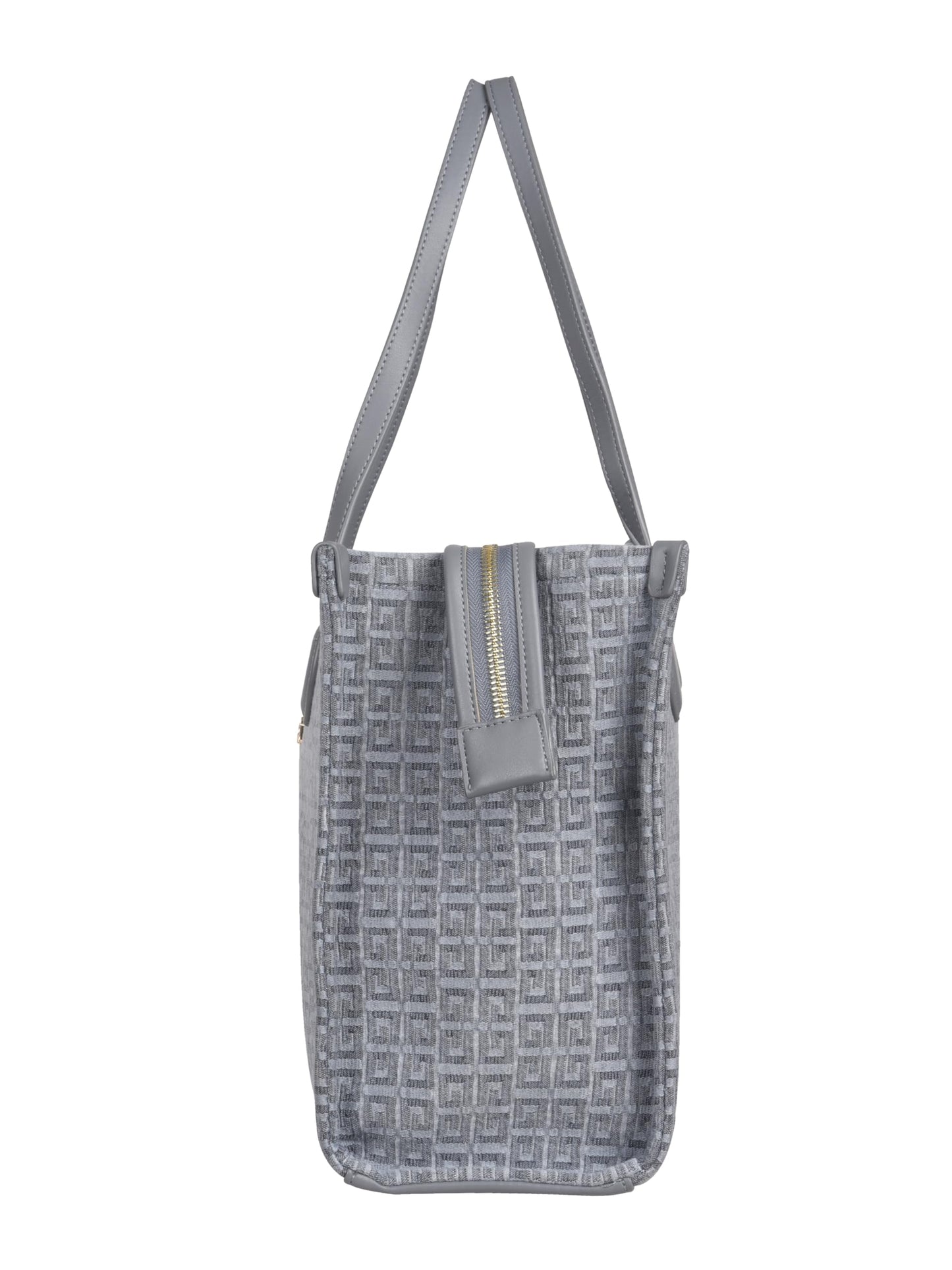 MORU Winter Grid Classic Beige Canvas Tote Bag for Women | Large Work & Travel Handbag | Fits MacBook Pro 14”, MacBook Air 13” & 15” | Shoulder & Crossbody Office Bag